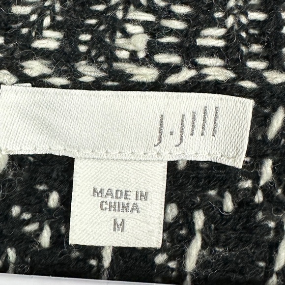 J. Jill WOOL Blend black white Open WIDE SHAWL COLLAR Cardigan sweater sz M GUC - Picture 4 of 5